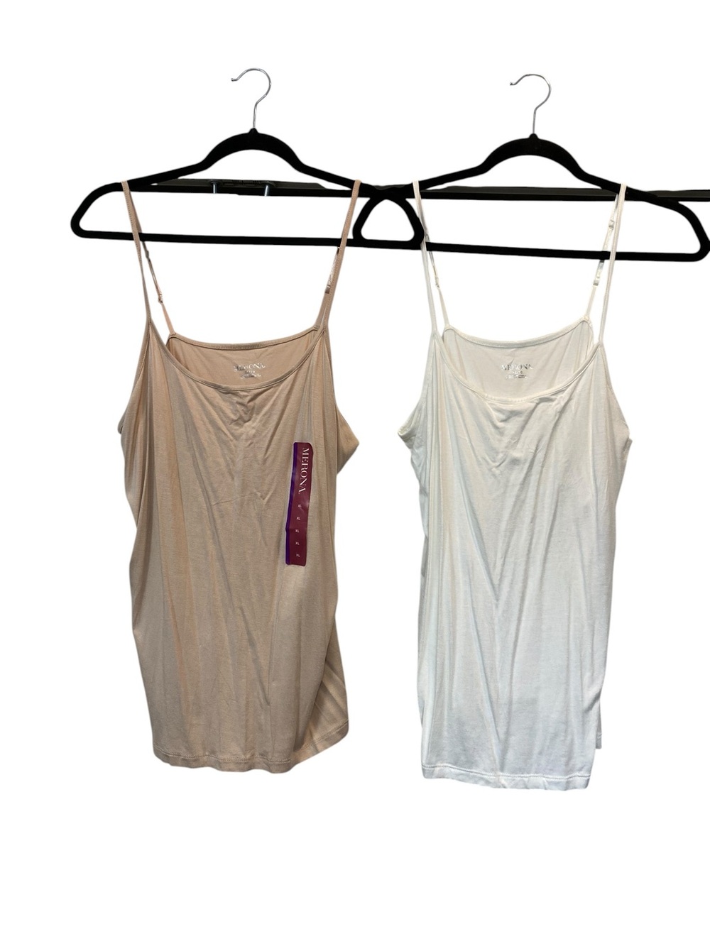 NWT Merona Women’s size XL  2-Pack Adjustable Cami Tanks - Beige & White